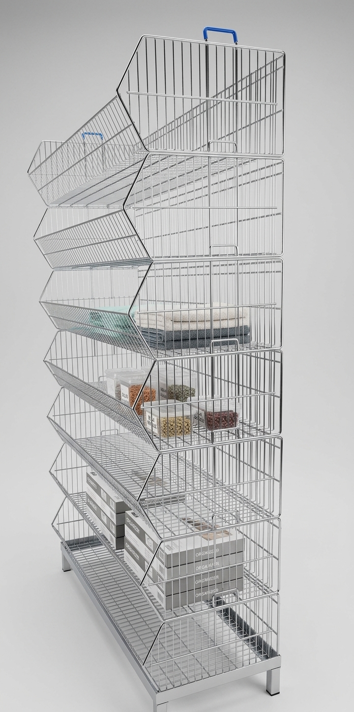 modulo de cestas apilables para almacenaje en tienda