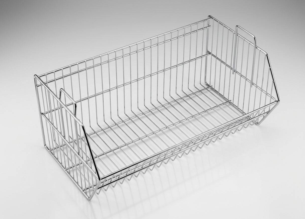 cesta apilable para comercio y ferreteria